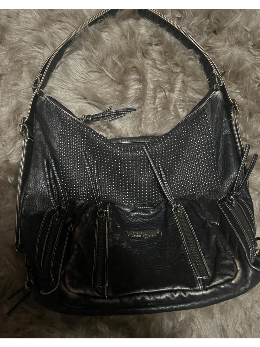 Wrangler Black Women's Studded Hobo Bag